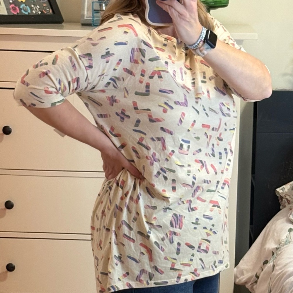 LuLaRoe Cream Multicolor Patterned Top